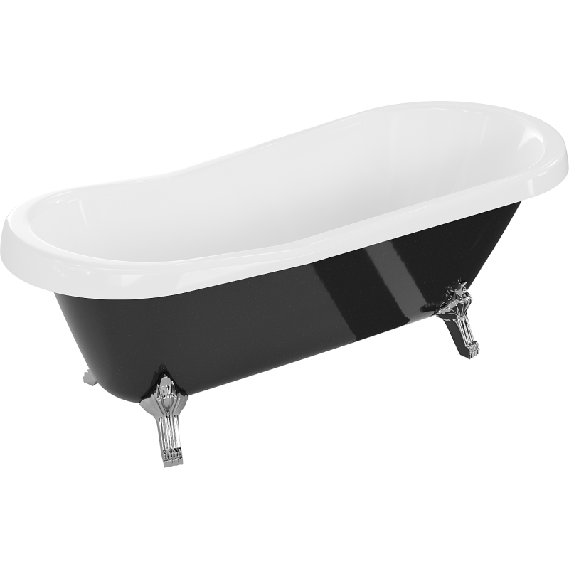 Mexen Retro baignoire autoportante 170 x 75 cm, blanc/noir, pieds chromés - 53251707575-00