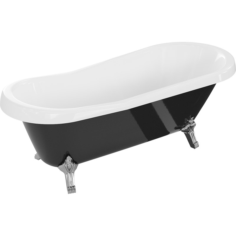 Mexen Retro baignoire autoportante 170 x 75 cm, blanche/noire, pieds chromés - 53251707575-00