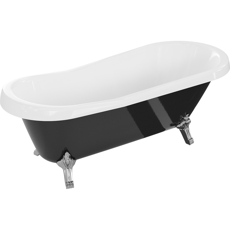 Mexen Retro freestanding bathtub 170 x 75 cm, white/black, chrome legs - 53251707575-00