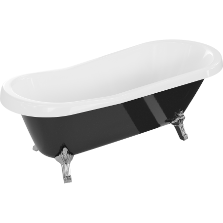 Mexen Retro banheira independente 170 x 75 cm, branca/preta, pés cromados - 53251707575-00