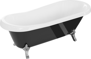 Mexen Retro freistehende Wanne 170 x 75 cm, weiß/schwarz, Chromfüße - 53251707575-00