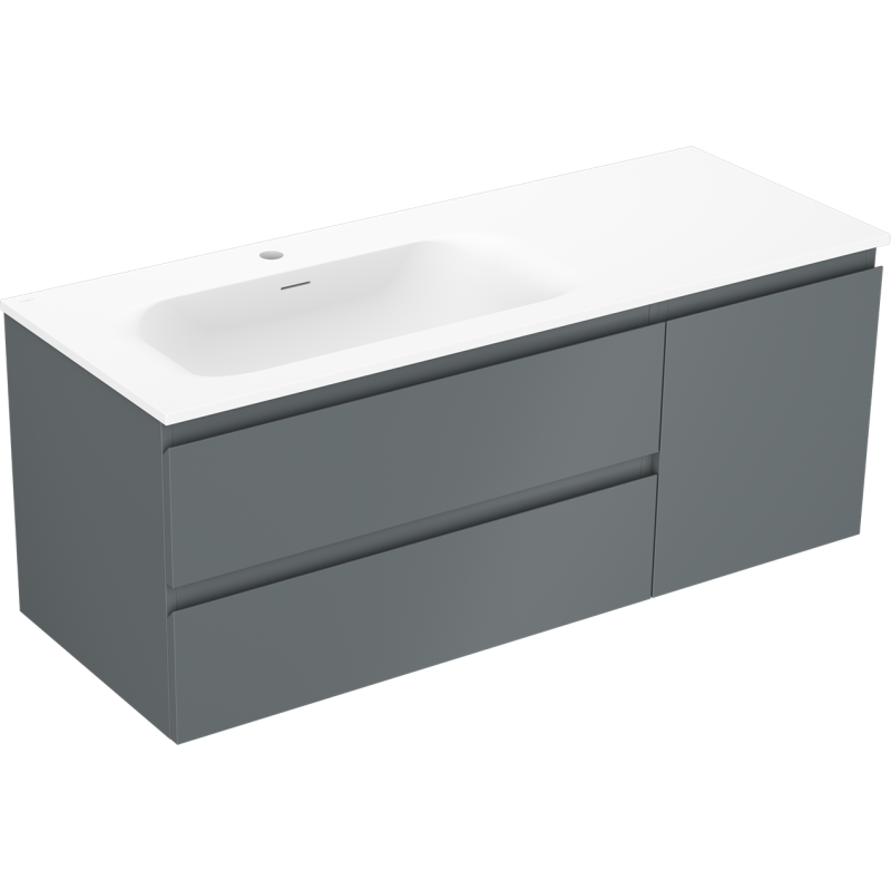 Mexen Orio armoire de salle de bain 120 cm avec lavabo Vela gauche, 2S, 1D, graphite mat/blanc mat