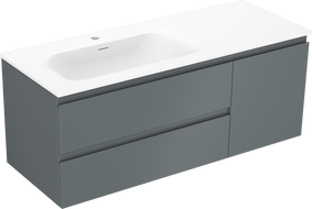Mexen Orio Badezimmerschrank 120 cm mit Waschbecken Vela links, 2S, 1D, Graphit matt/Weiß matt - 91A13-12047-3-BBFFF66-W23L01