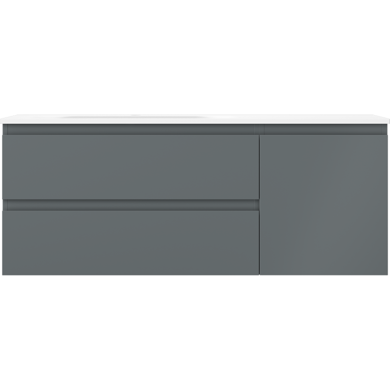 Mexen Orio Badezimmerschrank 120 cm mit Waschbecken Vela links, 2S, 1D, Graphit matt/Weiß matt - 91A13-12047-3-BBFFF66-W23L01