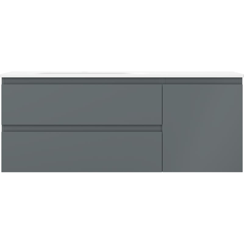 Mexen Orio szafka łazienkowa 120 cm z umywalką Vela lewą, 2S, 1D, grafit mat/biała mat - 91A13-12047-3-BBFFF66-W23L01