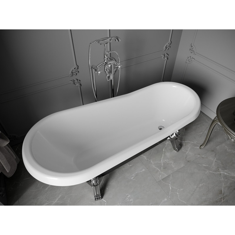 Mexen Retro freestanding bathtub 170 x 75 cm, white/black, chrome legs - 53251707575-00