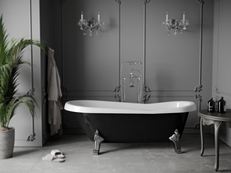 Mexen Retro bañera exenta 170 x 75 cm, blanca/negra, patas cromadas - 53251707575-00