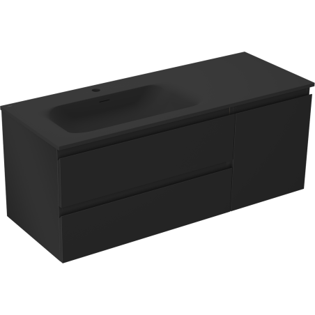 Mexen Orio Badezimmerschrank 120 cm mit Waschbecken Vela links, 2S, 1T, schwarz matt - 91A13-12047-3-BBFFF71-W23L71