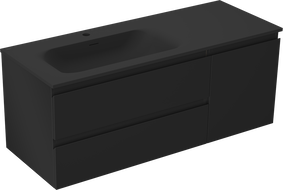 Mexen Orio Badezimmerschrank 120 cm mit Waschbecken Vela links, 2S, 1T, schwarz matt - 91A13-12047-3-BBFFF71-W23L71