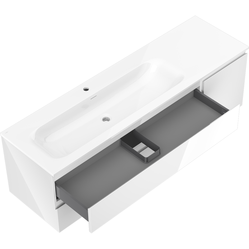 Mexen Orio Buedzëmmer Schaf 160 cm mat Waschbecken Vela lénks, 2S, 1D, wäiss Glanz - 91A13-16047-3-BBFFF00-W23L00