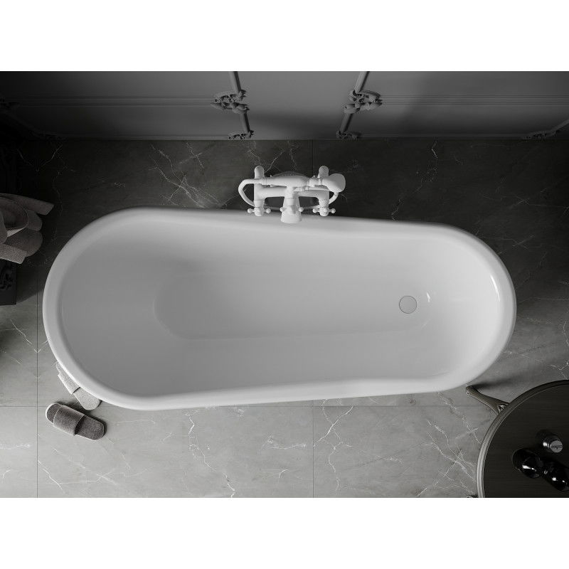 Mexen Retro baignoire autoportante 170 x 75 cm, blanche/noire, pieds blancs - 53251707575-20