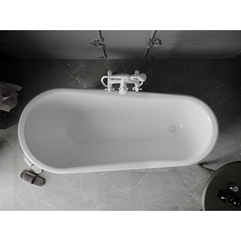 Mexen Retro bañera independiente 170 x 75 cm, blanca/negra, patas blancas - 53251707575-20