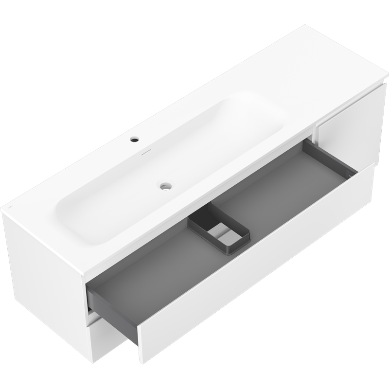 Mexen Orio armario de baño 160 cm con lavabo Vela izquierdo, 2S, 1D, blanco mate - 91A13-16047-3-BBFFFF01-W23L01