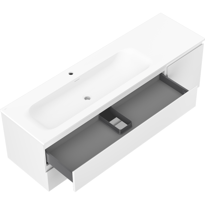 Mexen Orio meuble de salle de bains 160 cm avec lavabo Vela gauche, 2S, 1D, blanc mat - 91A13-16047-3-BBFFFF01-W23L01