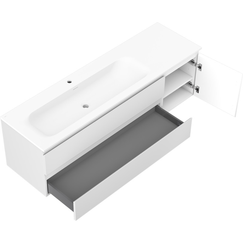 Mexen Orio armoire de salle de bain 160 cm avec lavabo Vela gauche, 2S, 1P, blanc mat - 91A13-16047-3-BBFFFF01-W23L01