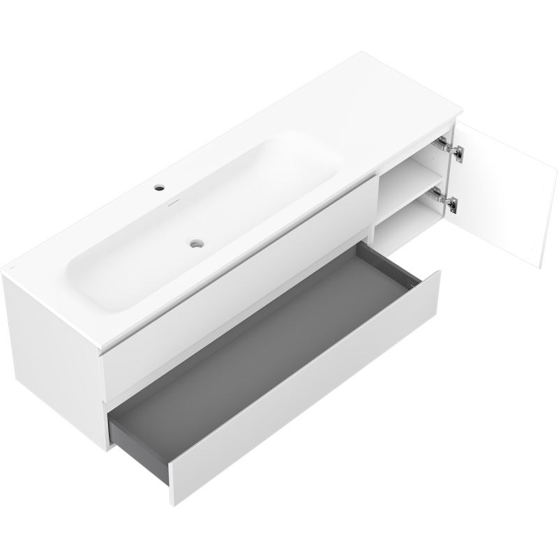 Mexen Orio mobile bagno 160 cm con lavabo Vela sinistro, 2S, 1D, bianco opaco - 91A13-16047-3-BBFFFF01-W23L01