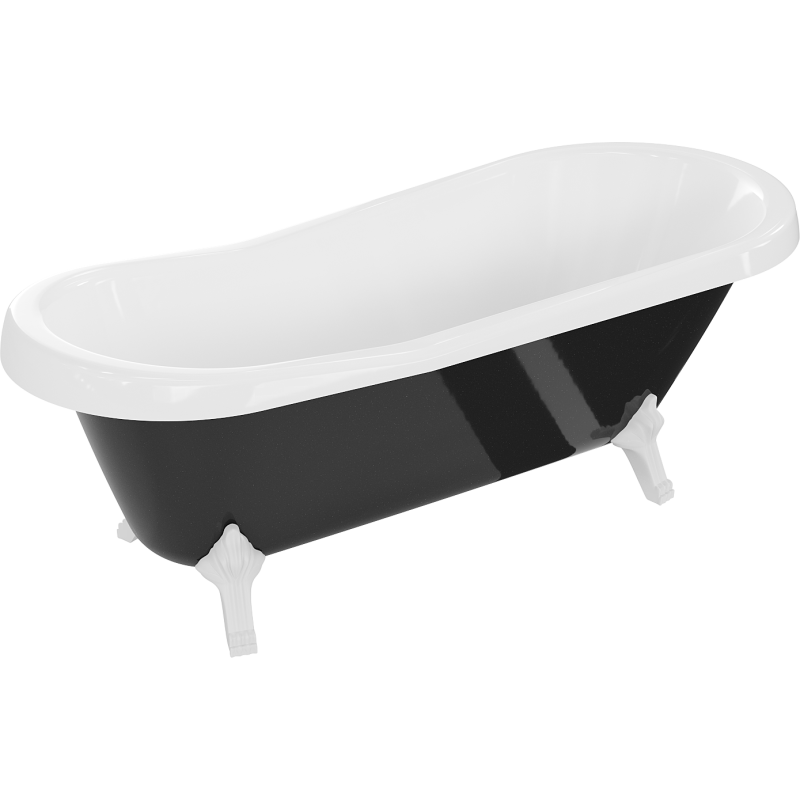 Mexen Retro bañera independiente 170 x 75 cm, blanca/negra, patas blancas - 53251707575-20