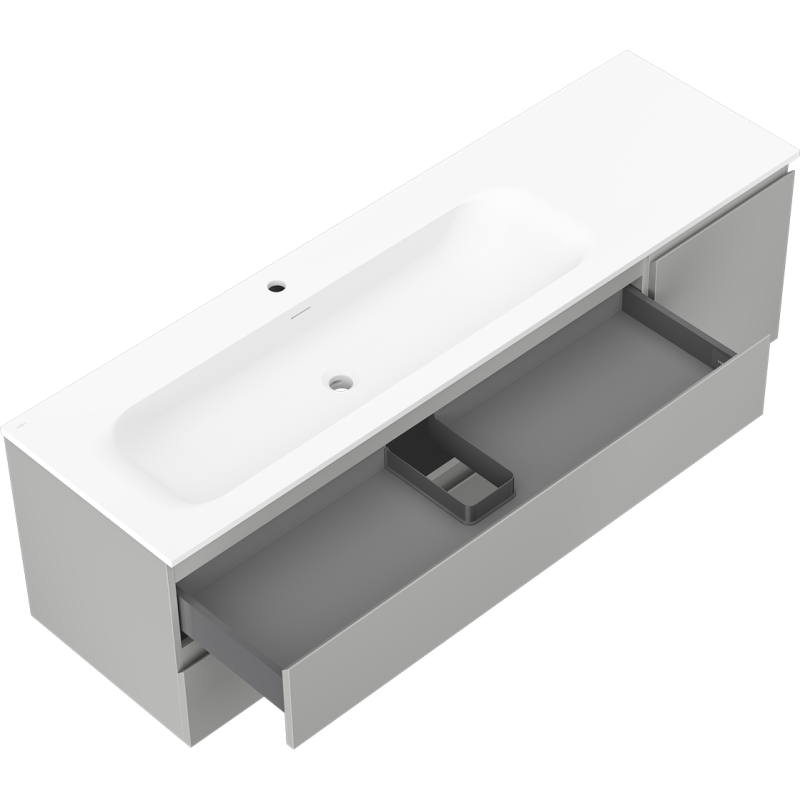 Mexen Orio armário de casa de banho 160 cm com lavatório Vela esquerdo, 2S, 1D, cinza mate/branco mate