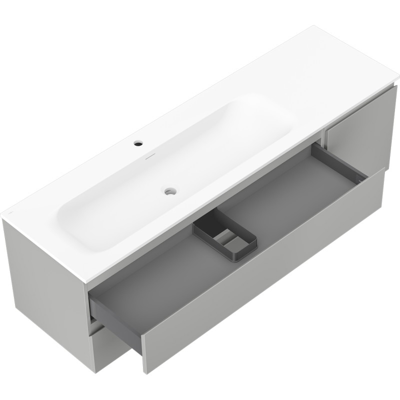 Mexen Orio kupka kupašuća 160 cm s umivaonikom Vela lijeva, 2S, 1D, siva mat/bijela mat - 91A13-16047-3-BBFFF62-W23L01