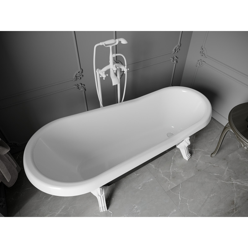 Mexen Retro bañera independiente 170 x 75 cm, blanca/negra, patas blancas - 53251707575-20