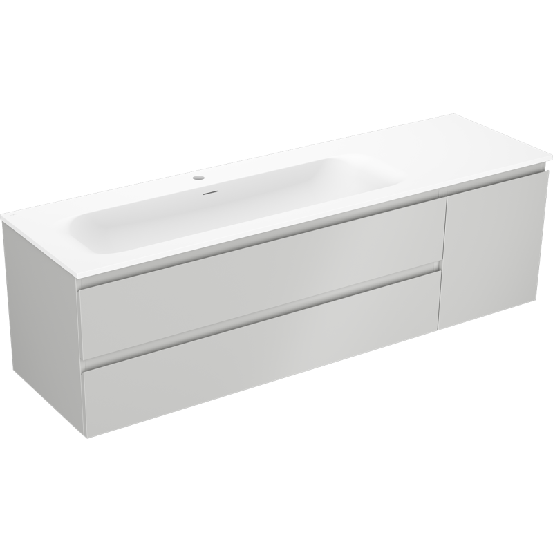 Mexen Orio armadietto bagno 160 cm con lavabo Vela a sinistra, 2S, 1D, grigio opaco/bianco opaco - 91A13-16047-3-BBFFF62-W23L01