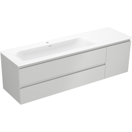 Mexen Orio 160 cm bathroom cabinet with Vela left sink, 2 drawers, 1 door, gray matte/white matte - 91A13-16047-3-BBFFF62-W23L01