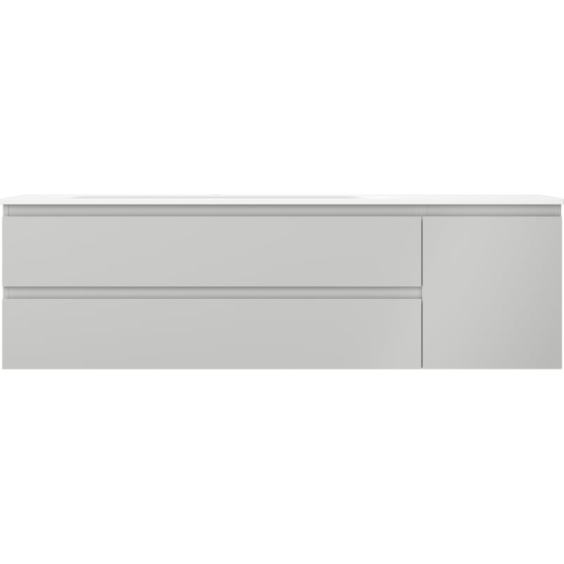 Mexen Orio 160 cm bathroom cabinet with Vela left sink, 2 drawers, 1 door, gray matte/white matte - 91A13-16047-3-BBFFF62-W23L01