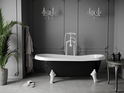 Mexen Retro freistehende Badewanne 170 x 75 cm, weiß/schwarz, weiße Beine - 53251707575-20