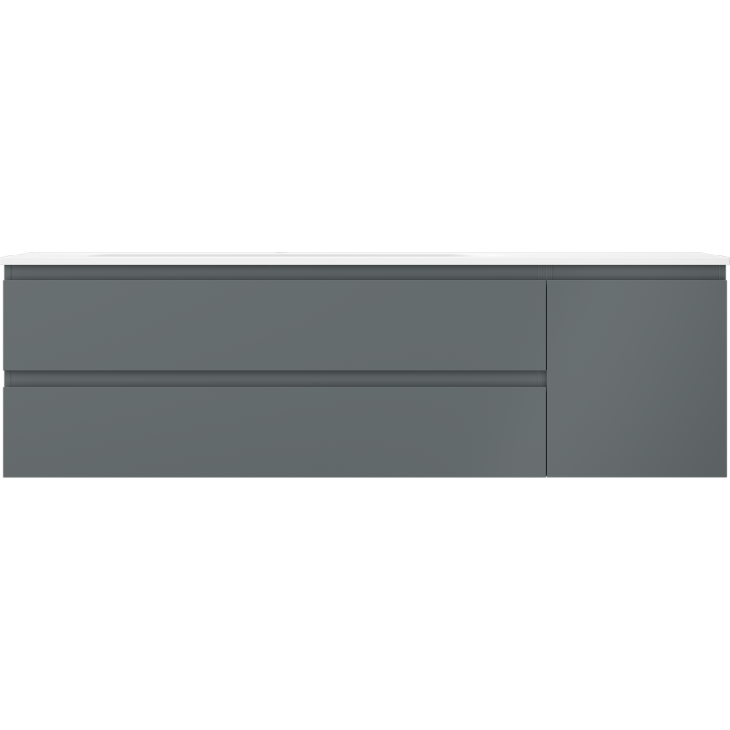 Mexen Orio bathroom cabinet 160 cm with Vela left sink, 2S, 1D, graphite matte/white matte - 91A13-16047-3-BBFFF66-W23L01