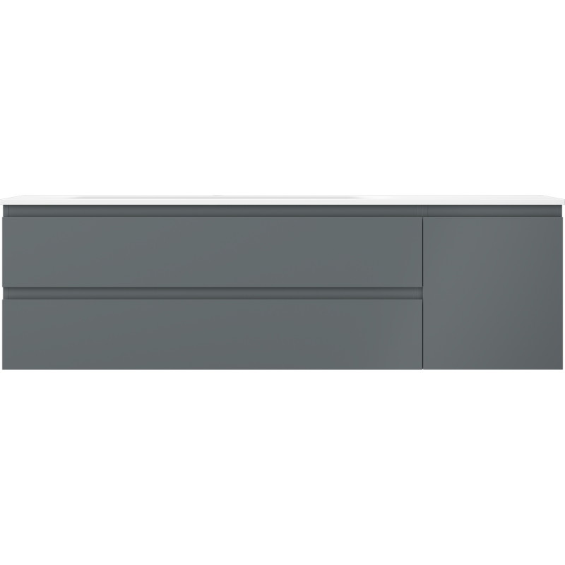 Mexen Orio szafka łazienkowa 160 cm z umywalką Vela lewą, 2S, 1D, grafit mat/biała mat - 91A13-16047-3-BBFFF66-W23L01