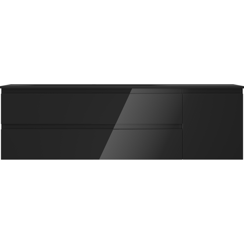 Mexen Orio Waschtisch 160 cm mit Waschbecken Vela links, 2S, 1D, schwarz glänzend/schwarz matt - 91A13-16047-3-BBFFF70-W23L71