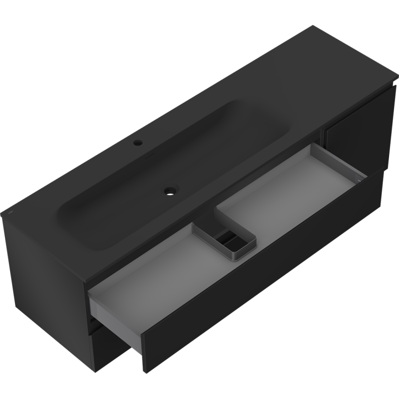 Mexen Orio Buedzëmmer Schaf mat Lavabo Vela lénks, 2S, 1D, schwaarz matt - 91A13-16047-3-BBFFF71-W23L71