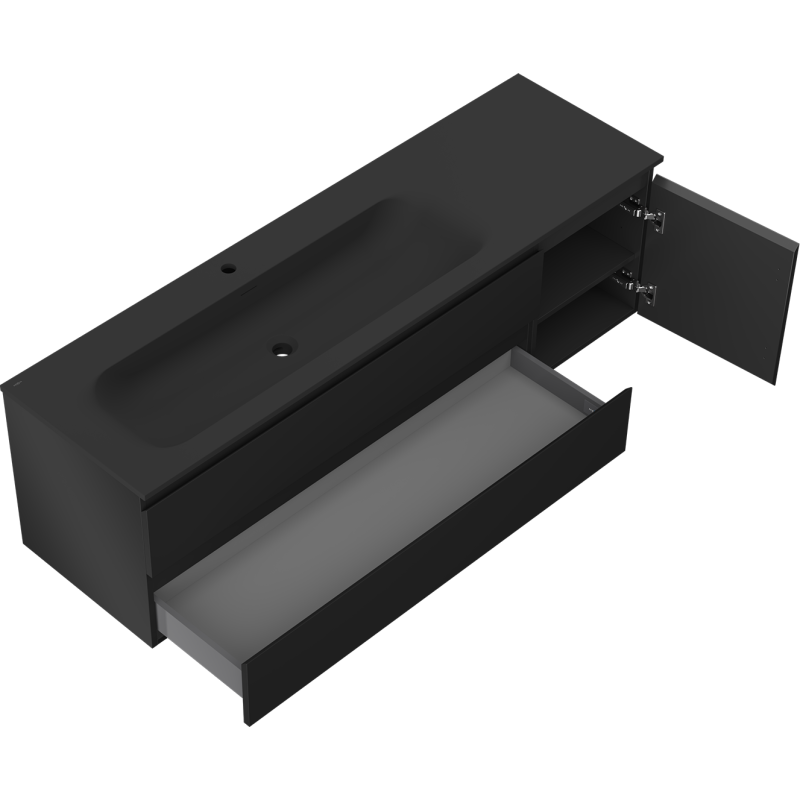 Mexen Orio Buedzëmmer Schaf mat Lavabo Vela lénks, 2S, 1D, schwaarz matt - 91A13-16047-3-BBFFF71-W23L71