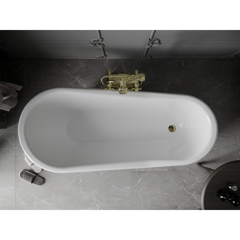 Mexen Retro bañera exenta 170 x 75 cm, blanca/negra, patas doradas - 53251707575-50