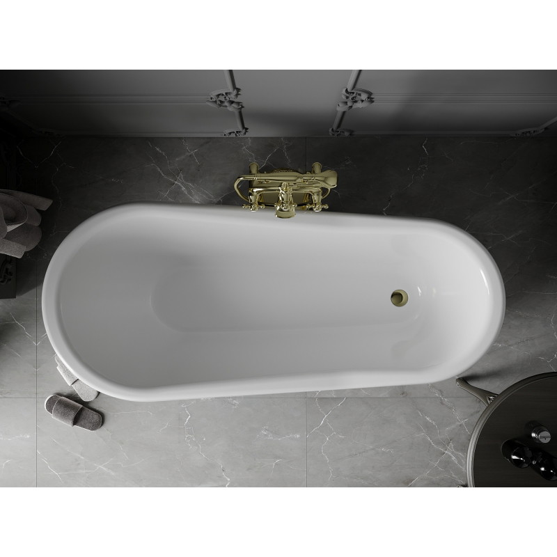 Mexen Retro freestanding bathtub 170 x 75 cm, white/black, gold legs - 53251707575-50