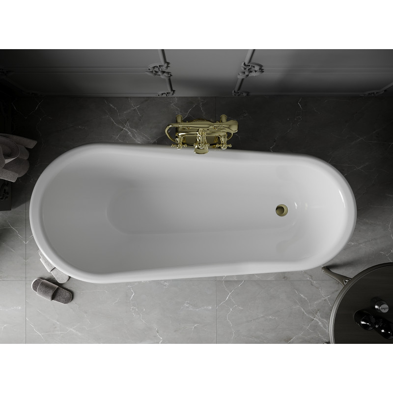 Mexen Retro wanna wolnostojąca 170 x 75 cm, biała/czarna, nogi złote - 53251707575-50