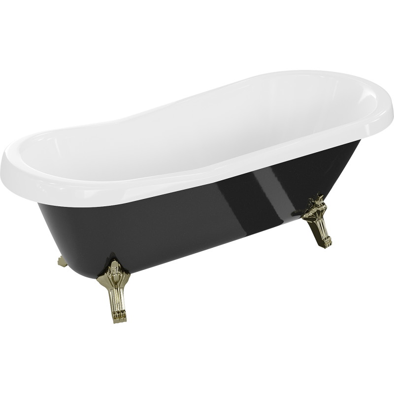 Mexen Retro freestanding bathtub 170 x 75 cm, white/black, gold legs - 53251707575-50