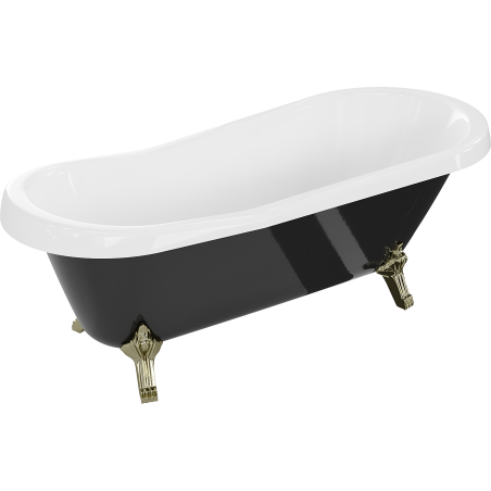Mexen Retro freestanding bathtub 170 x 75 cm, white/black, gold legs - 53251707575-50