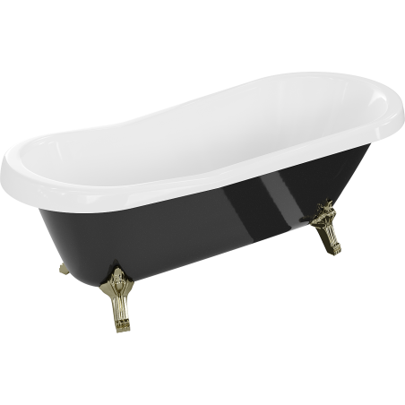 Mexen Retro freistehende Badewanne 170 x 75 cm, weiß/schwarz, goldene Beine - 53251707575-50