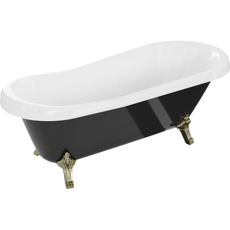Mexen Retro vann vabal seisvalt 170 x 75 cm, valge/must, kuldsed jalad - 53251707575-50
