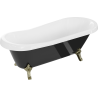 Mexen Retro freistehende Badewanne 170 x 75 cm, weiß/schwarz, goldene Beine - 53251707575-50