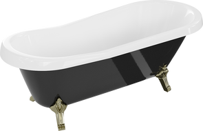 Mexen Retro freistehende Badewanne 170 x 75 cm, weiß/schwarz, goldene Beine - 53251707575-50