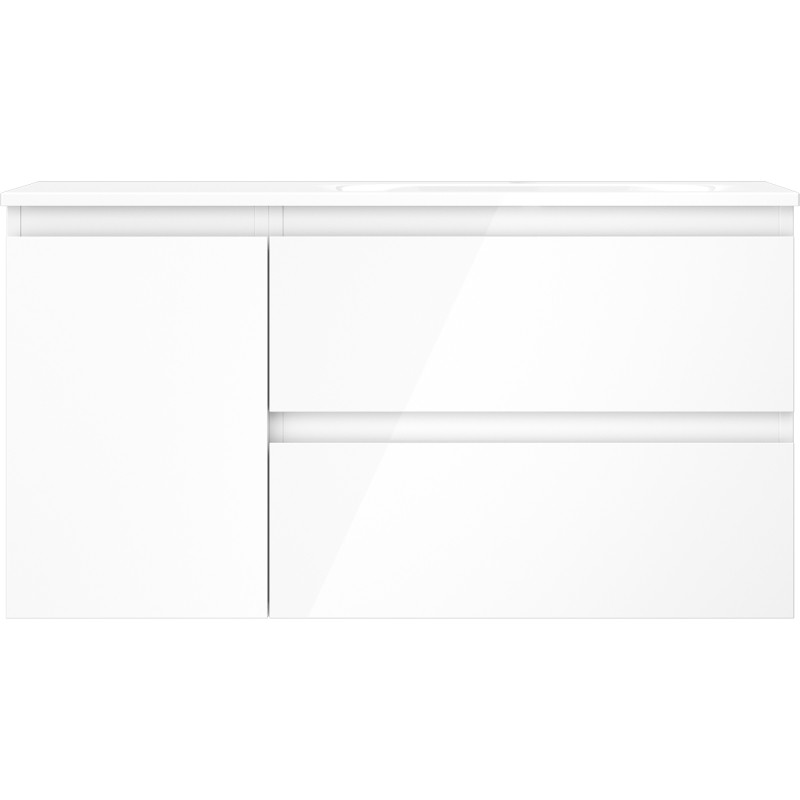 Mexen Orio badkamerkast 90 cm met wastafel Vela rechts, 2S, 1D, wit glans - 91A13-09047-3-BBFFF00-W23P00