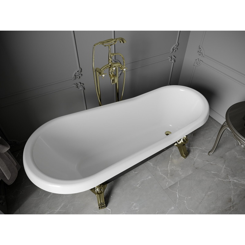 Mexen Retro freestanding bathtub 170 x 75 cm, white/black, gold legs - 53251707575-50