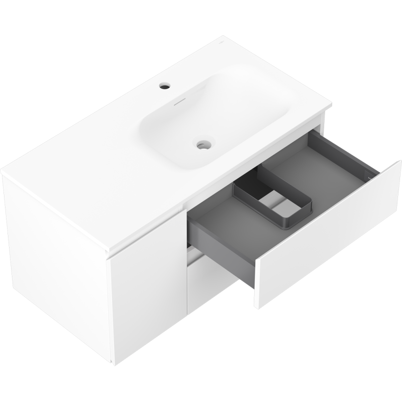 Mexen Orio badkamerkast 90 cm met wastafel Vela rechts, 2S, 1D, wit mat - 91A13-09047-3-BBFFFF01-W23P01