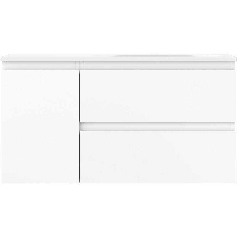 Mexen Orio Badezimmerschrank 90 cm mit Waschbecken Vela rechts, 2S, 1T, Weiß Matt - 91A13-09047-3-BBFFFF01-W23P01