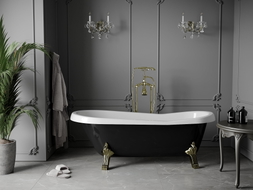 Mexen Retro freestanding bathtub 170 x 75 cm, white/black, gold legs - 53251707575-50