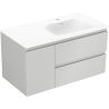 Mexen Orio Badezimmerschrank 90 cm mit Waschbecken Vela rechts, 2S, 1D, grau matt/weiß matt - 91A13-09047-3-BBFFF62-W23P01