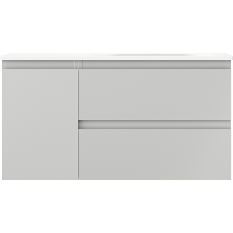 Mexen Orio bathroom cabinet 90 cm with Vela right basin, 2S, 1D, gray matte/white matte - 91A13-09047-3-BBFFF62-W23P01