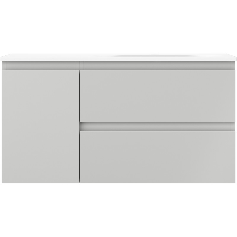 Mexen Orio Waschtischunterschrank 90 cm mit Waschbecken Vela rechts, 2S, 1D, grau matt/weiß matt - 91A13-09047-3-BBFFF62-W23P01